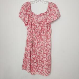 GAP Pink Floral Smocked Peasant Mini Dress Size Large Bohemian Cottagecore